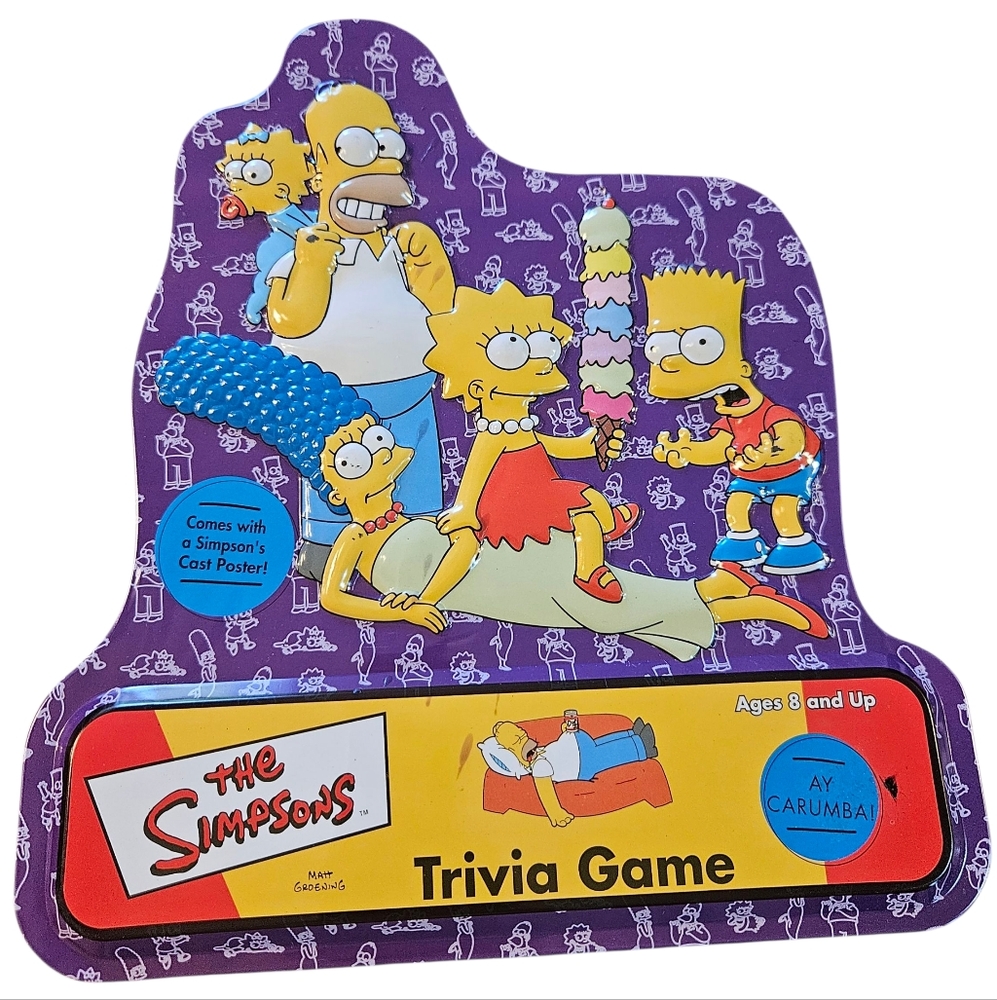 The Simpsons Trivia Game 2000 Board Game in Collectors Tin with Cast Poster